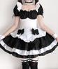 [Milky Time] Maid Costume Cosplay Dress, Puff Sleeves, Mini Length, Light Blue, Black and White (Includes Black and White Ribbon)