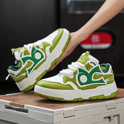 Fashion Street Green Skateboarding Shoes For Man Platform Leather Men's Casual Sneakers Fashion Designer Shoes Men Zapatillas De Hombre