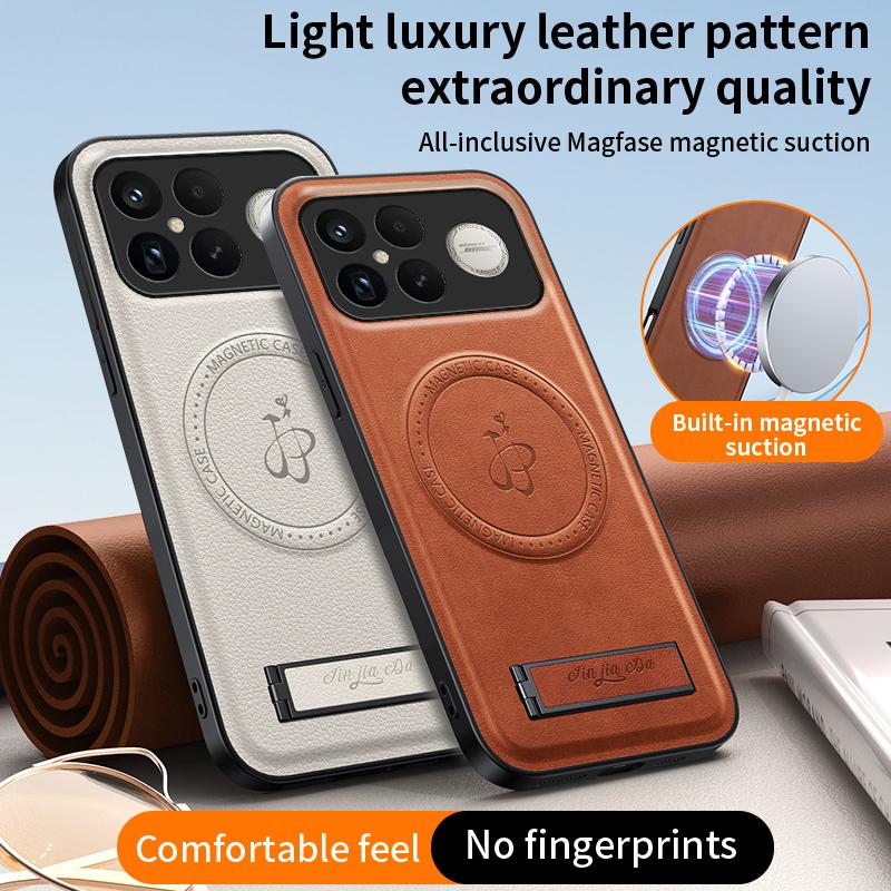Leather Stand Case for POCO F8 Ultra F8 Pro Magnetic Holder Cover Mag-safe Charge Full Camera Protector Soft Shell Phone Fundas