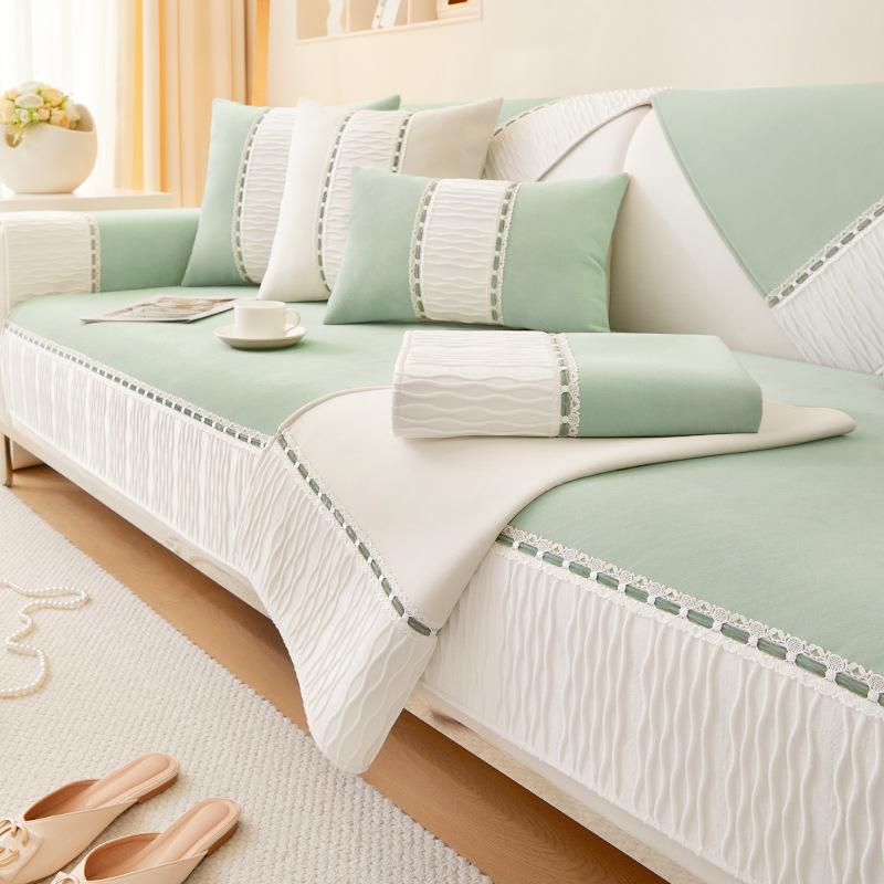 Pernă de canapea Stil crem francez deschis Four Seasons Universal 2024 Nou Husă de canapea Pânză Piele Perne de scaun antiderapante