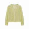 QICED Sequin Knit Cardigan Women's Summer Smock Hollowed-out Mesh Woven Tulle Sunscreen Wear Top Cape