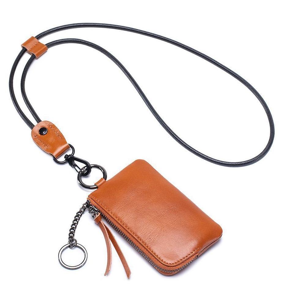 Soft Leather Small Wallet Large capacity Bus Card Key Bag Business Card Portable Coin Purse Leather Zipper Driver's License Bag