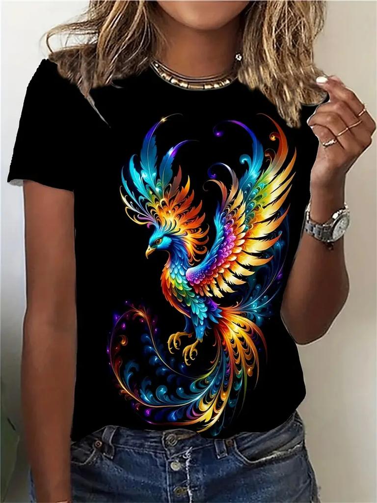 2025 Damen T-Shirt Lässig Mode Kurzarm Neu Lustig Cartoon Tier Katze 3D Druck T-Shirt Für Damen Tägliches Oberteil