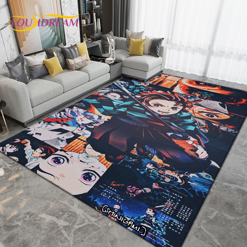 Cartoon Demon Slayer Area Rug Large,Carpet Rug for Living Room Children's Room Decoration,Kids Play Crawl Non-Slip Floor Mat