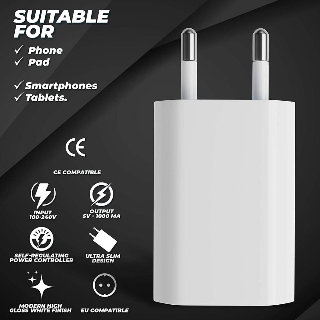 5Pcs EU Plug USB Wall Charger For iPhone iPad Samsung Xiaomi  Honor Universal 5V 1A Mobile Phone Charger Power Adapter
