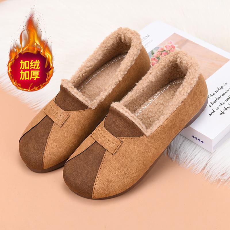 Processing and customization, winter 2025 new velvet soft-soled fashion Doudou shoes, warm one-pedal thickened women's cotton shoes