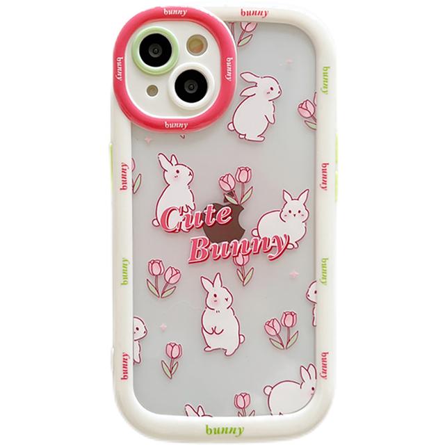 

Прозрачный чехол для телефона с милым кроликом, мультяшным кроликом, милыми тюльпанами и противоударным бампером для Iphone 14 11 12 13 Pro Max, мягкая задняя крышка For iPhone 13Pro Max