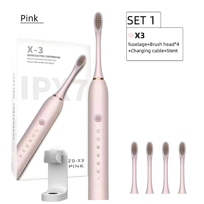 

Электрическая зубная щетка Перезаряжаемая Взрослая Детская Универсальная Мягкая щетка Бытовая Портативная Водонепроницаемая Набор зубных щеток X3