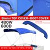 600D 4 Bow Black/Blue/Grey Bimini Top Boot Cover No Frame Yacht Boat Cover With Zipper Anti UV Dustproof Cover Marine Accessorie