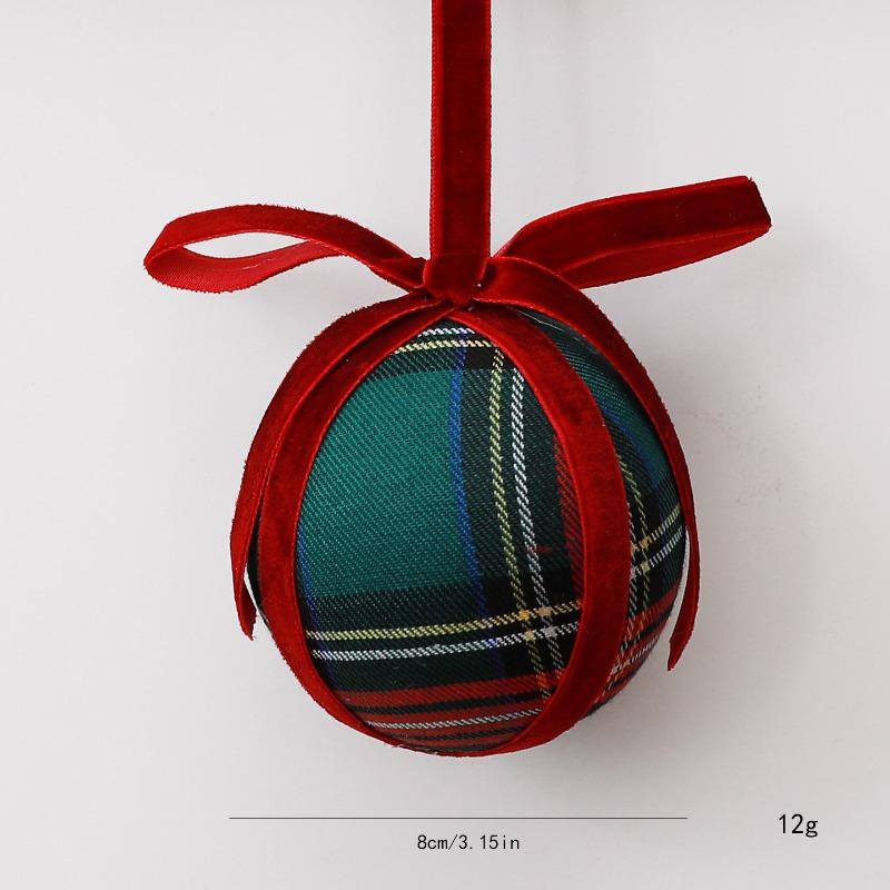 New plaid bow Christmas ball pendant 8CM foam Christmas ball ornament Christmas gift