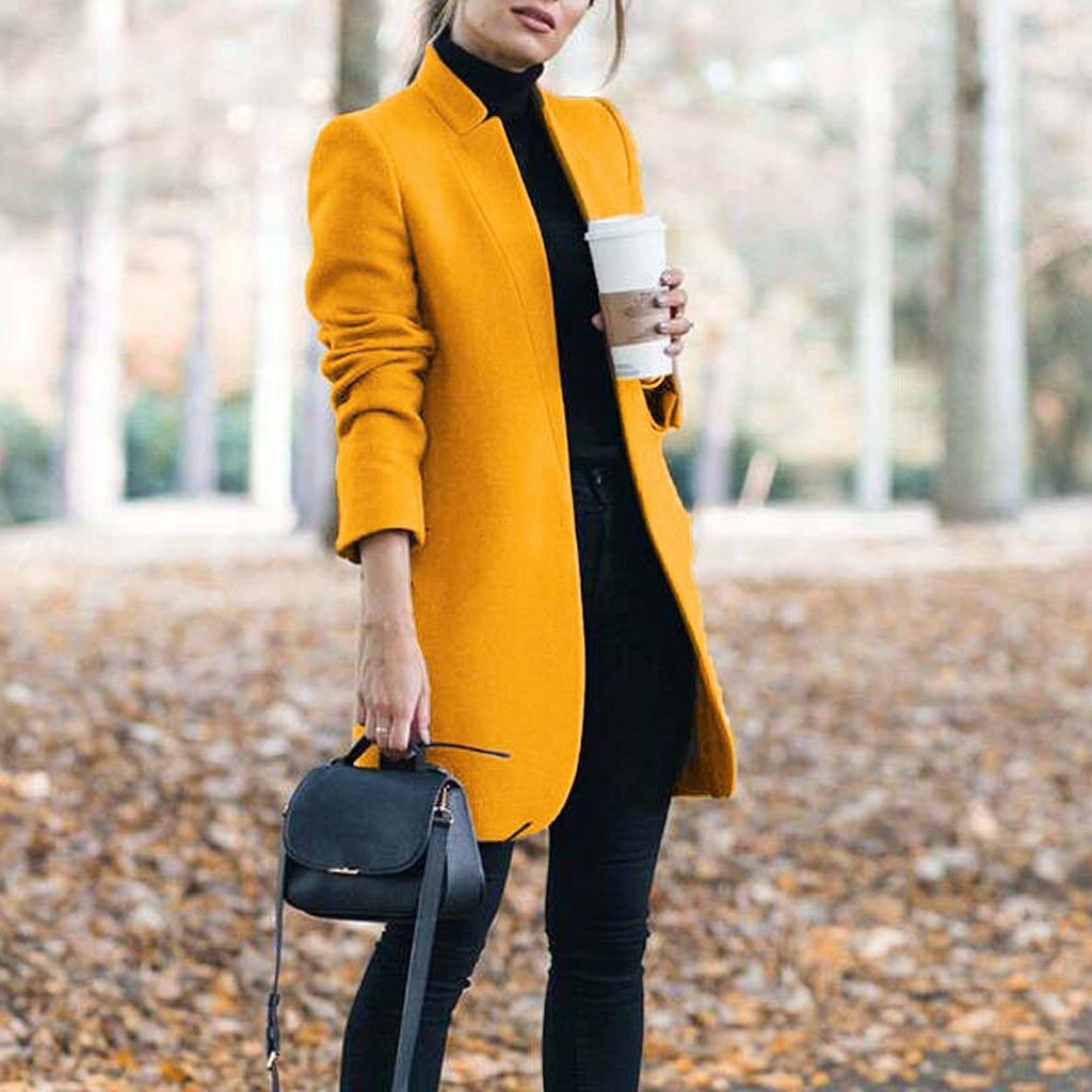 Manteau en Mélange de Laine pour Femme Grande Taille à Boutonnage Simple Col Montant Léger Mi-long Vêtement d'Extérieur pour Port Décontracté et Formel