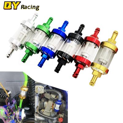 8mm CNC Aluminum Alloy Glass Motorcycle Gas Fuel Gasoline Oil Filter Moto Accessories For ATV Dirt Pit Bike