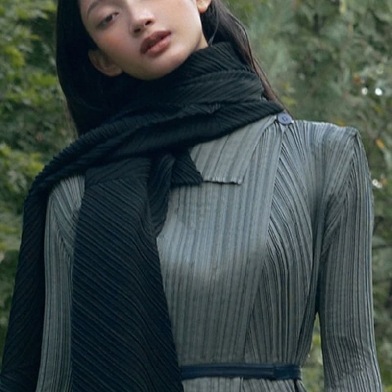 

FINE PLEATS Pleated Big Scarf Black FREE