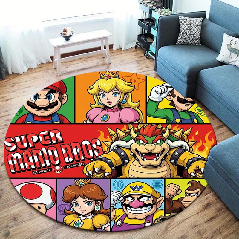 Super Mario Round Area Rug Carpet Rug For Living Room Bedroom Sofa Playroom Decor Nonslip Floor Mat