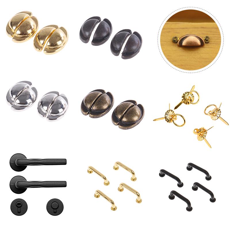 Vintage Funny 1/12 Dollhouse Miniature Door Lock Key Set Fairy Mini Door Handle Knobs Retro Diy Furniture Hardware Accessories