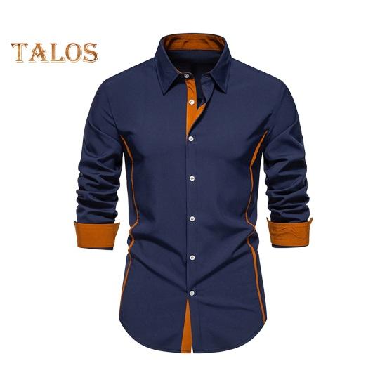 Fall Men Shirt Turn-down Collar Buttons Long Sleeves Solid Color Slim Fit Mid Length Casual Formal Business Commute Top