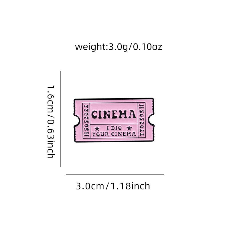 Drip Oil Metal CINEMA Letter Brooch, Enamel Badge, Decorative Lapel Pin for Clothes Backpack Accessories Decoration