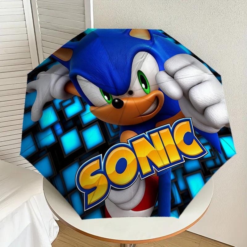 1pc Sonic The Hedgehog Automatic Folding Umbrella, Heavy Duty 8 Rib Iron Frame,  Suitable for Travel, Daily Use, Birthday, Decor Gift m0104055