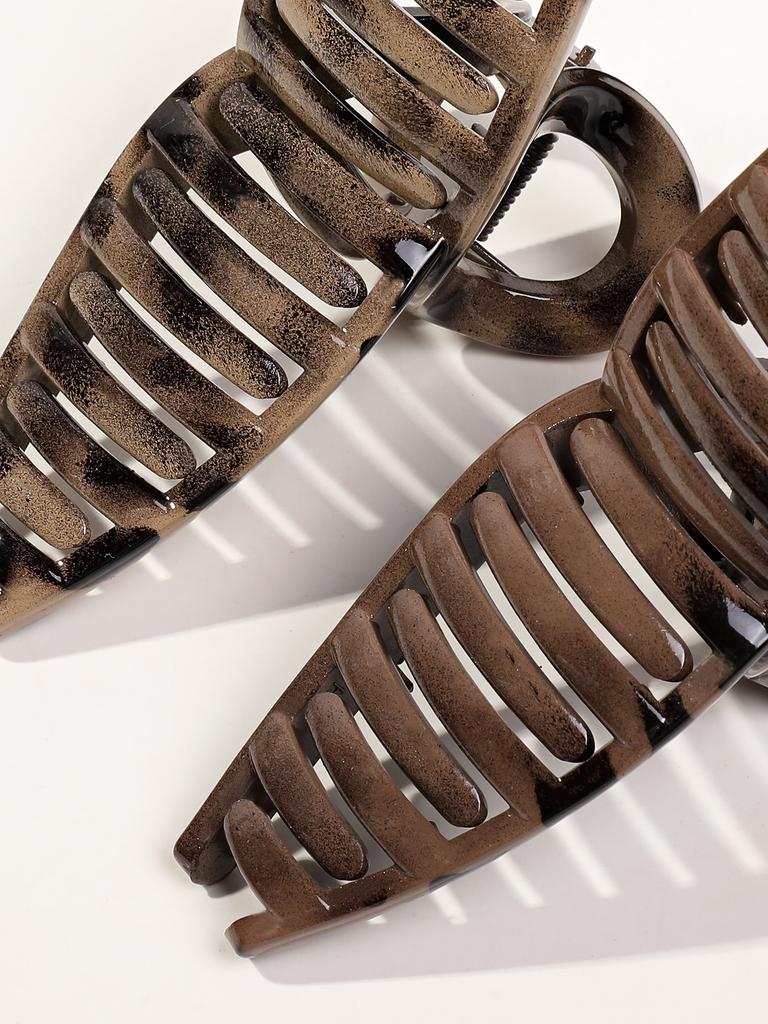 2 Pcs 5.1 In Leopard Print Hair Claw Clips for Women Girls,Strong Hold Ponytail Barrette,Brown Hair Clips for Thin Hair