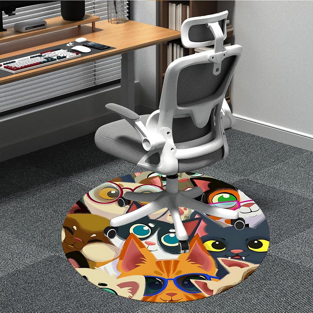 

1pc Cat Print Chair Carpet for Office Machine Washable Rug for Office, Good Gift for Family or Friends yy251225178 80cm by 80cm