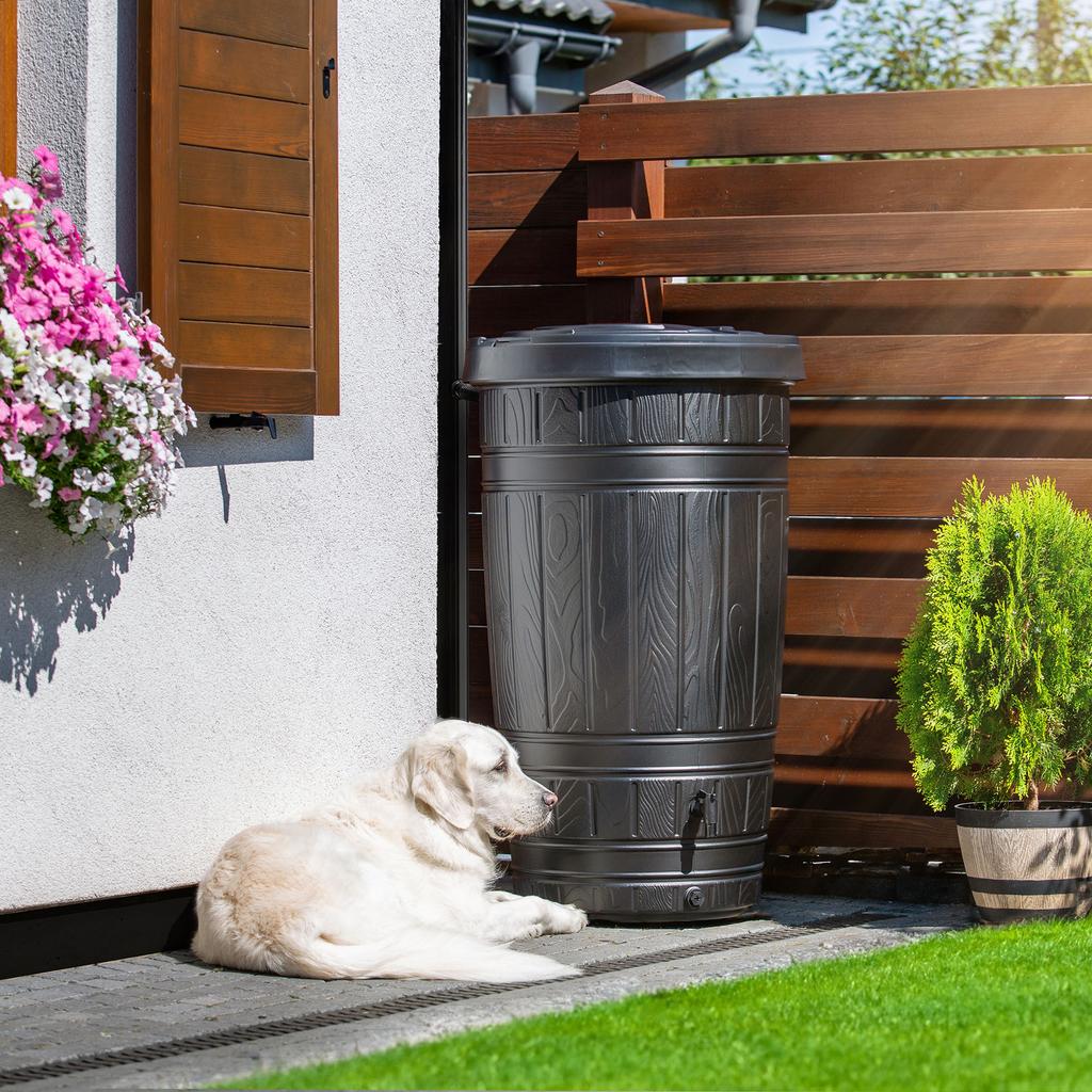 KADAX Réservoir d'Eau de Pluie 265L Eau de Pluie Tonneau Conteneur Kit Avec Robinet