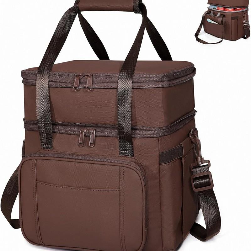 Insulated Lunch Bag Double-Layer Leakproof Cooler Tote Crossbody Handheld Work Outdoor Picnic Travel