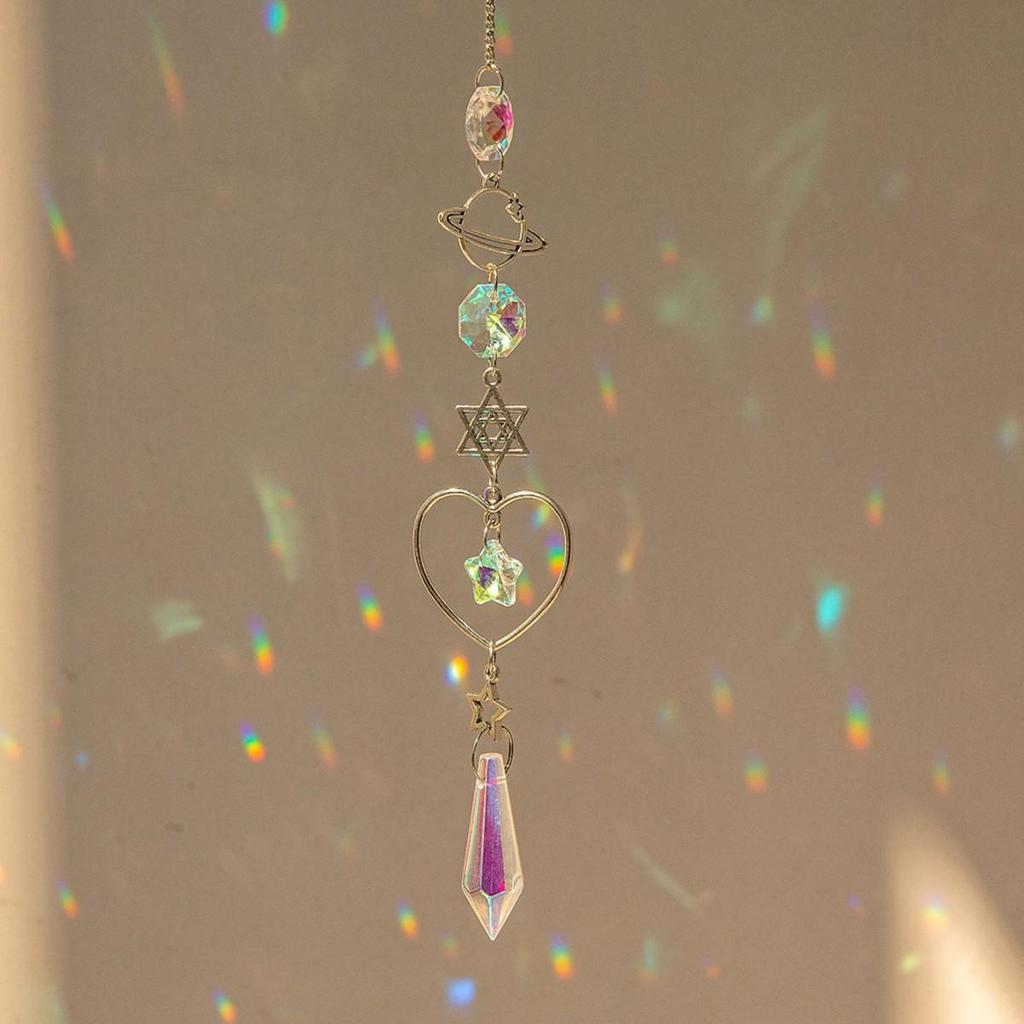 Dreamy Crystal Moon Sun Catcher Pendant: Rainbow Window & Garden Ornament