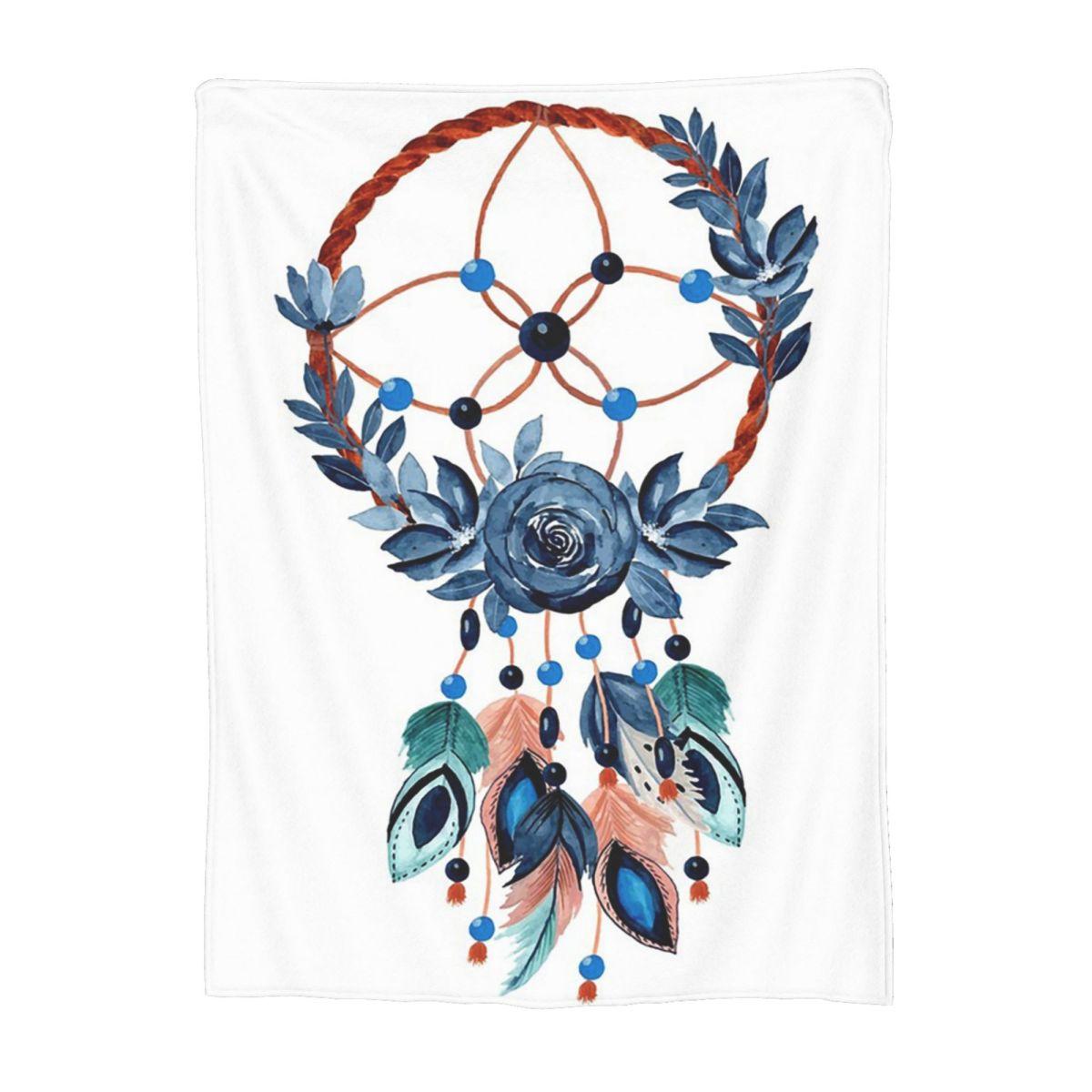 

Watercolor Floral Dreamcatcher Boho Blankets Fleece Sofa Throw Blanket Breathable for Couch Bedding Throws Bedspread Quilt 30x40in