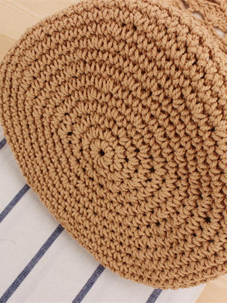 Versatile Hollow Cotton Rope Woven Bag for Seaside Vacations and Daily Commutes