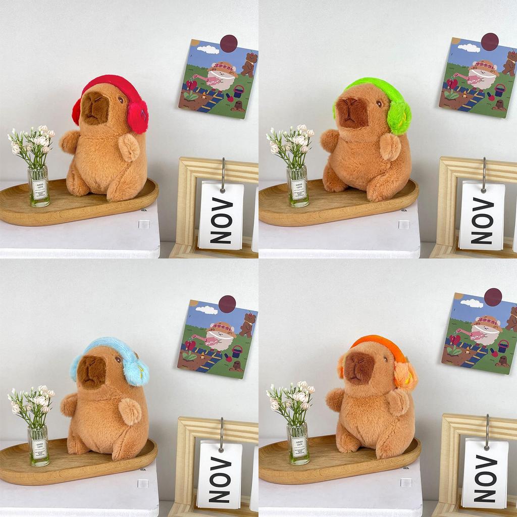 Music Capybara Plush Toy With Headphone Style Creative Decor For Kids And Teens