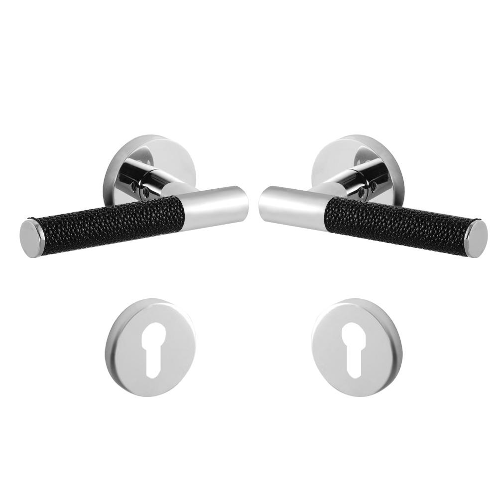 

Dooroom Латунь Черный Кожа личи Дверной замок Комплект Современный стиль Интерьер Спальня Ванная комната Дверь Ручка-пустышка Фурнитура Дверные замки