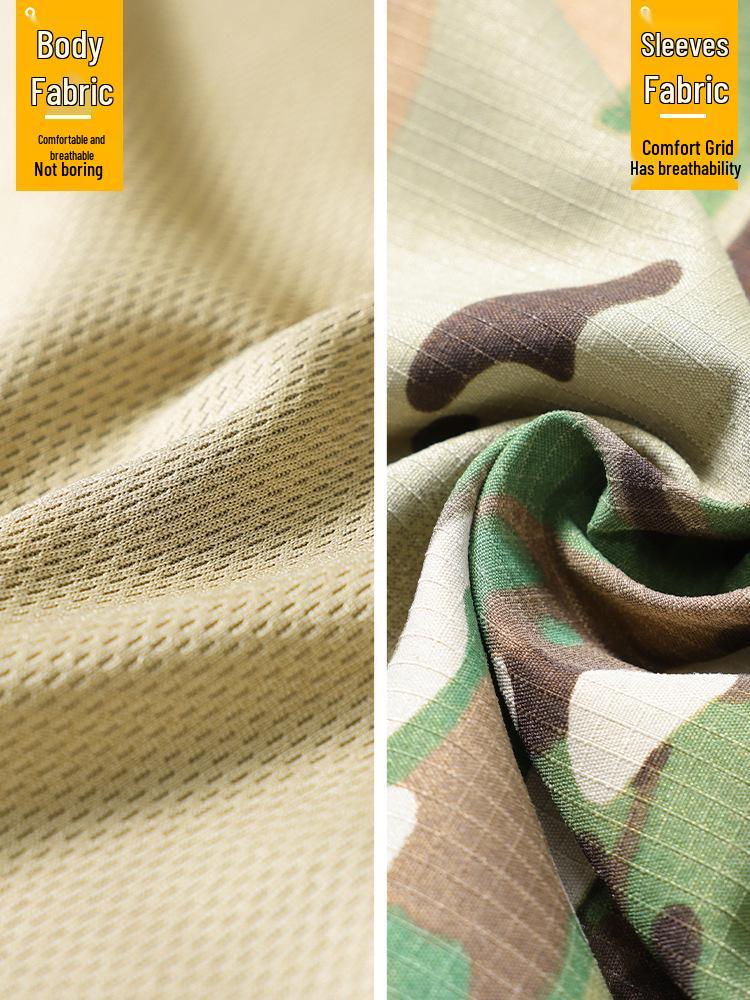 Summer Quick-Dry T-Shirt & Durable Work Pants Set for Outdoor Military Training or Security