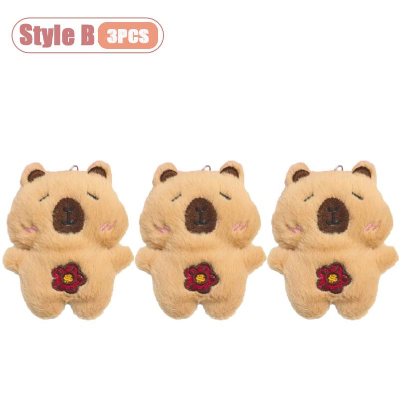 1-10PCS Capybara Plush Keychain Cute Animal Plushie Doll Outfits Bag Charm Keyring Pendant Backpack Accessory