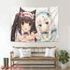 Anime Cat Girls Tapestry Kawaii Japanese Cartoon Wall Hanging Cute Maid Outfit Chibi Characters Room Decor Otaku Gift Idea