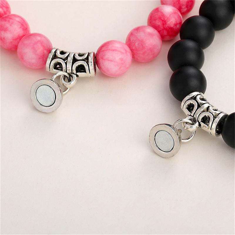 2021 2Pcs/Set Natural Stone Beads Yoga Bracelet For Lovers Distance Magnet Couple Bracelets Friendship Jewelry