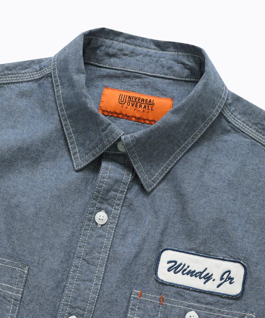 Yunibeosyeolobeolol Chambray Work Short Shirts Blue