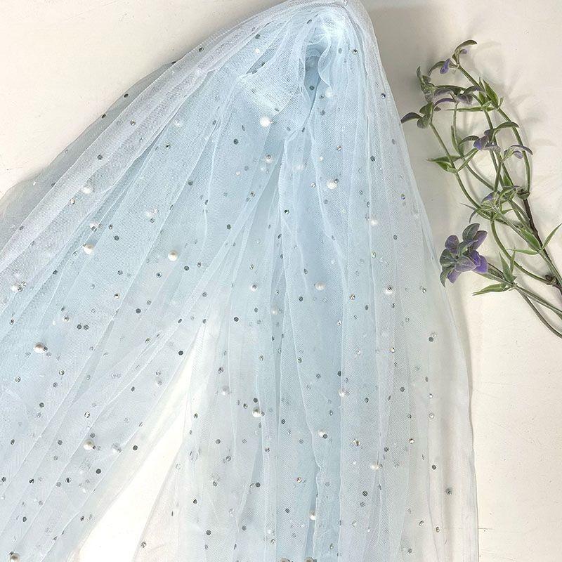 Beads Colored Diamonds Nails Pearl Imitation Pearl Encryption Fabric Wedding Dress Headgear Gauze Skirt Background Cloth Mesh