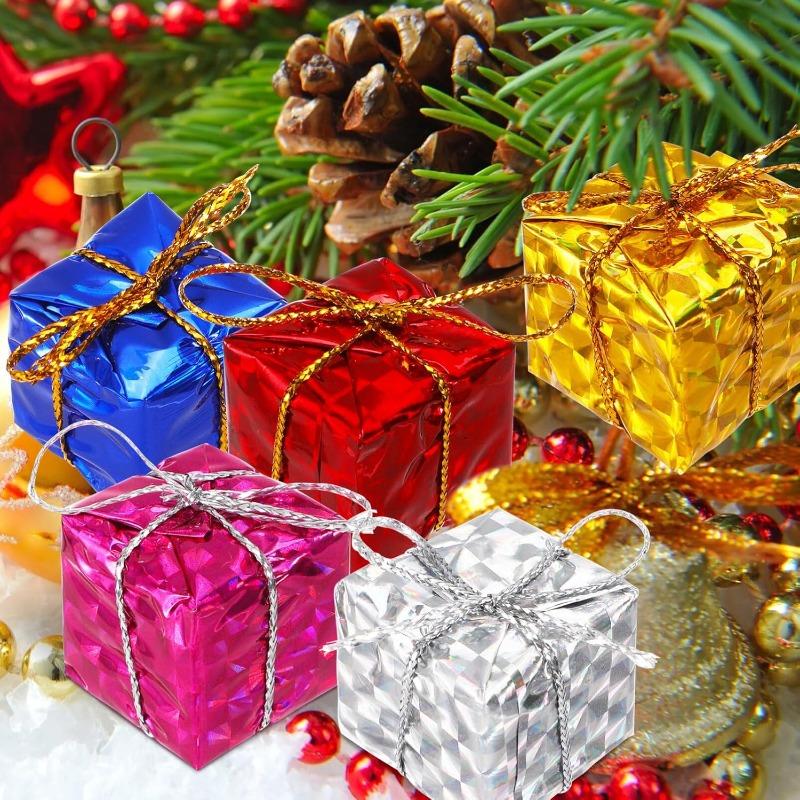 12–120 Stück Mini-Geschenkboxen, Anhänger zum Aufhängen am Weihnachtsbaum, bunte Schaumstoff-Geschenkbox, Ornamente, DIY, Neujahrsparty, Heimdekoration