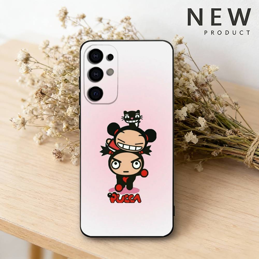 Cute Cartoon-Pucca phone Case For Samsung S26,25,24,21,22,23,30,20,Ultra,Plus,Fe,Lite Black Soft Cover