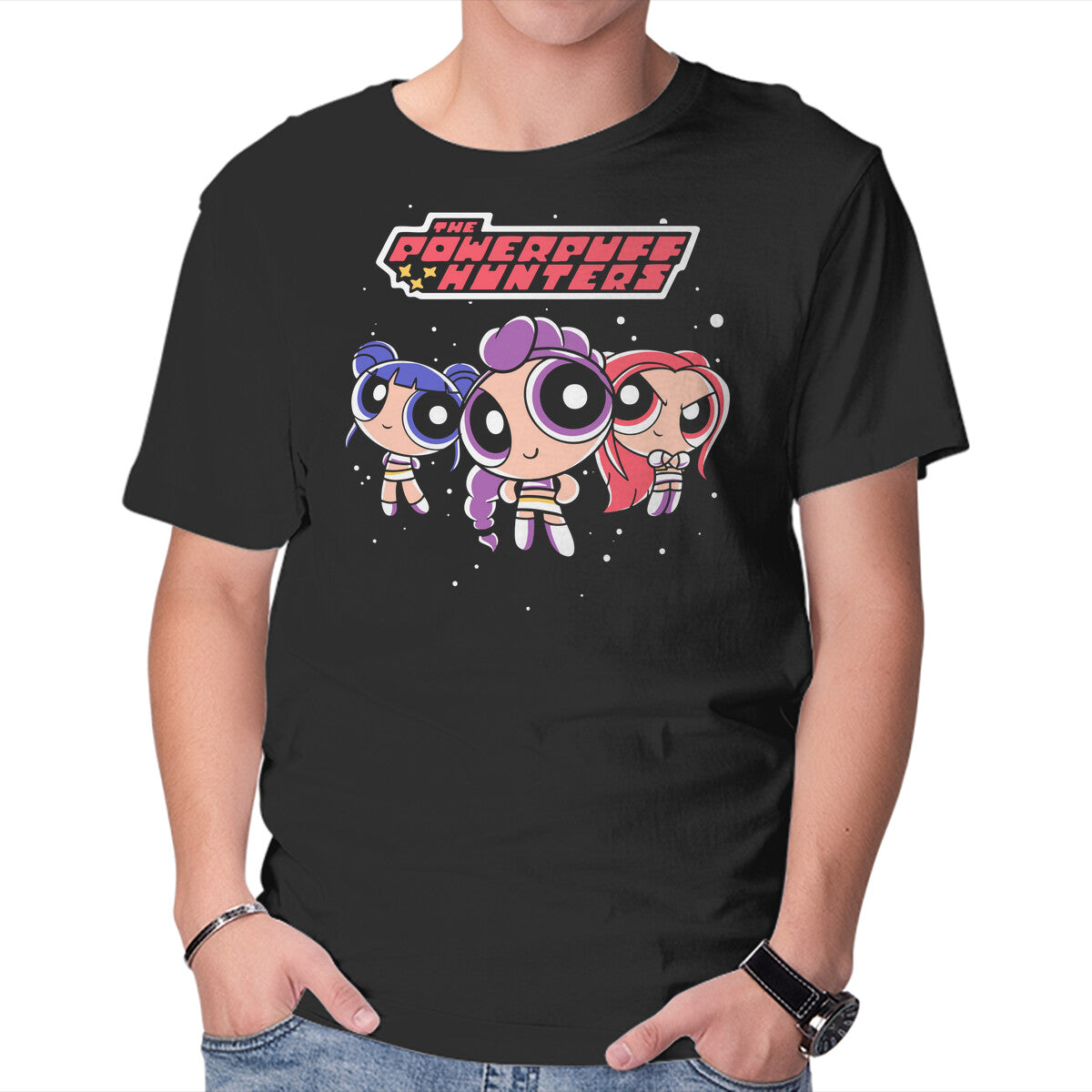 Unisex Crew Neck T-Shirt The Powerpuff Hunters Graphic Short Sleeve Casual Tee XXXXL
