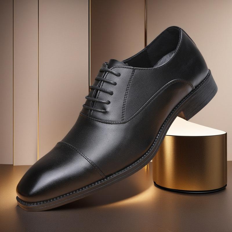 Autumn three-joint leather shoes men's breathable business dress men's shoes youth versatile wedding shoes British Oxford shoes