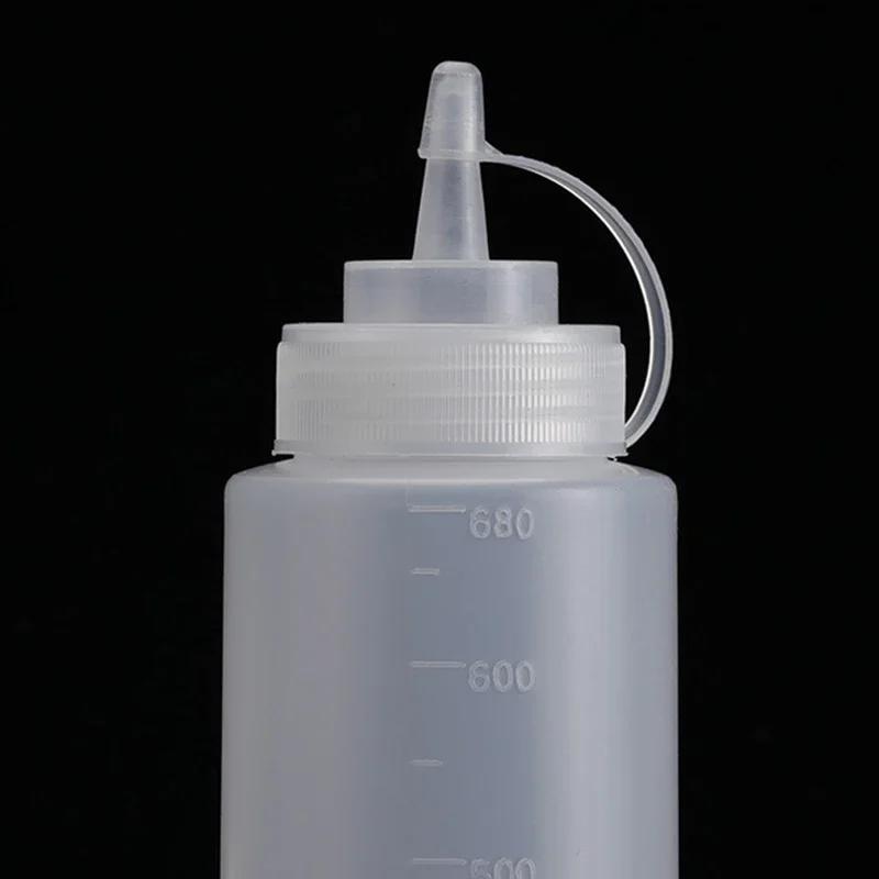 Salad Sauce Squeezed Bottle High Quality PE Plastic Plastic Pointed Seasoning Squeezed Desktop Seasoning Bottle Kitchen Supplies