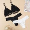 Mulheres rendas sutiã briefs conjunto sexy fio livre lingerie oco para fora g-string conjunto de roupa interior feminino transparente sem costura conjunto de sutiã íntimo