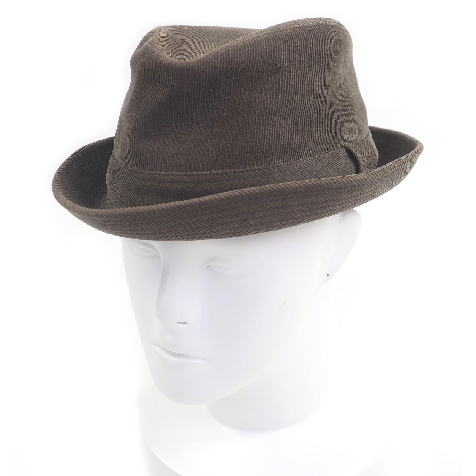 

Great HERMES hat H logo embroidered corduroy hat Brown cotton mens 57 Used