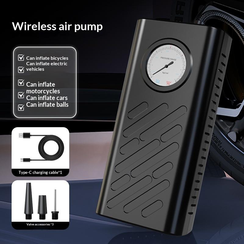 Portable Cordless Car Tire Air Inflator Fast Cold Inflation Accurate Gauge for Motorcycle SUV Daily Emergency