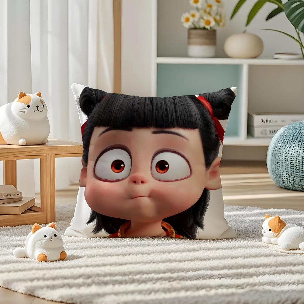 N-Ne Zha Pillow Case Silky Elegant Comfort Sofa Bed Invisible Zipper