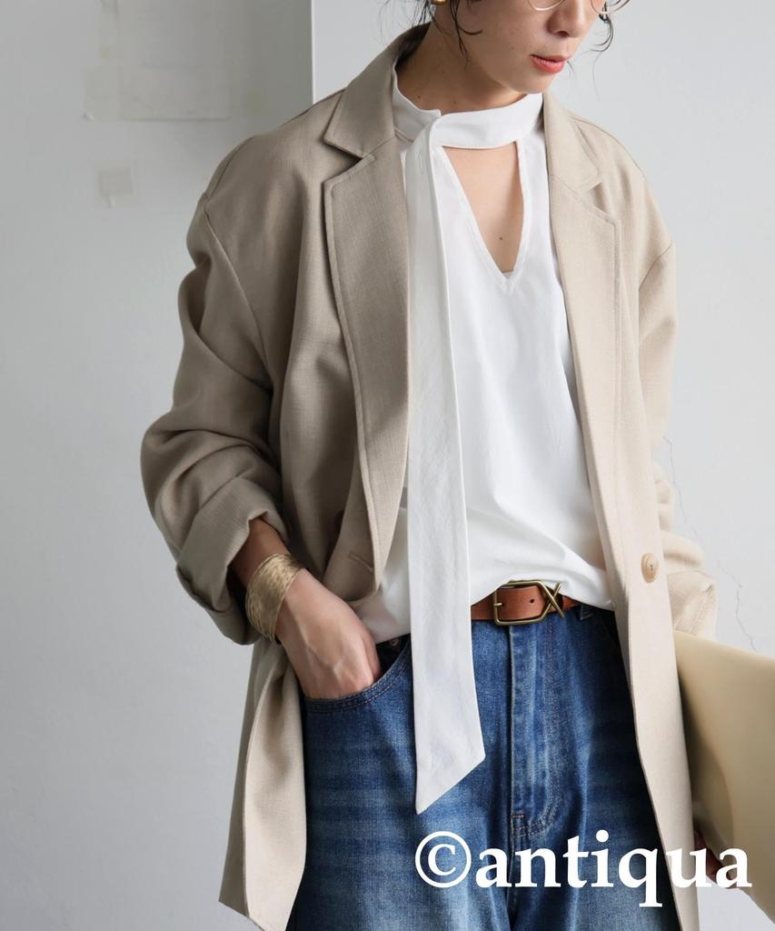 Antiqua Tie Layered Shirt One Size White Women's Blouse, PK-01317, 03,