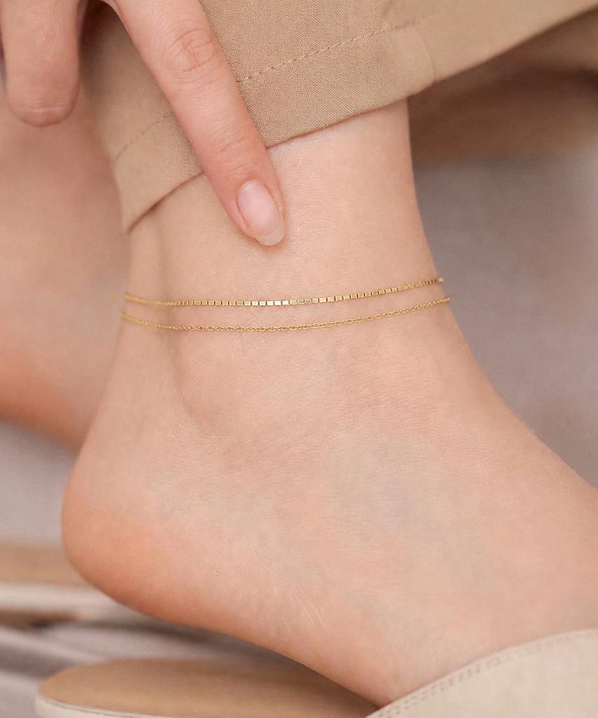 Mcel 14K Wreath Double Chain Anklet