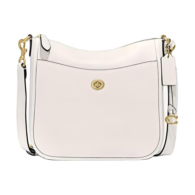 COACH Chaise 27 Turnlock Pebbled Leather Crossbody Shoulder Bag Large Women s White белый