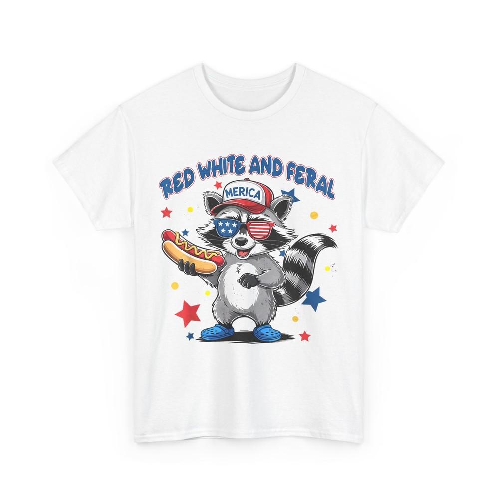 Red White And Feral 4th Of July Raccoon Hot Dog Kids America T-Shirt Unisex T-Shirt XXXL